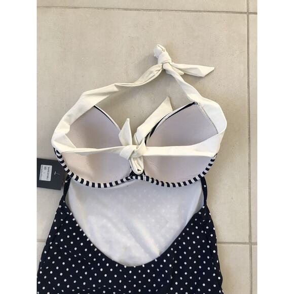 Beach Joy One Piece Swimsuit Halter Polka Dot Striped - Picture 7 of 9